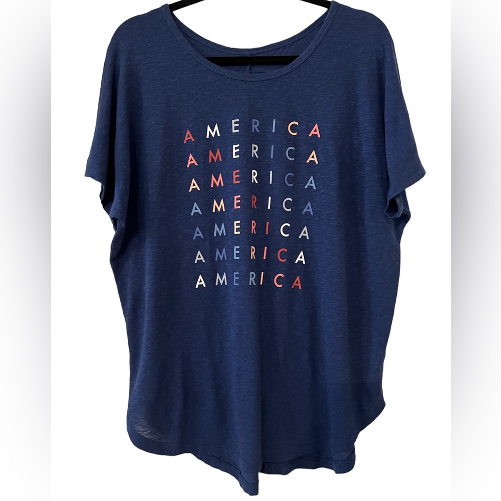 New Directions Navy “AMERICA” Oversized Short Sleeve Studio T-Shirts